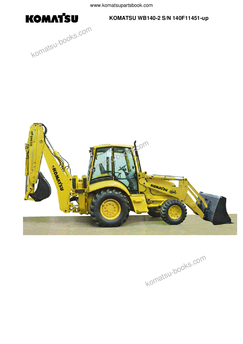 Komatsu wb140-2 s/n 140f11451-up Catálogo de piezas cover