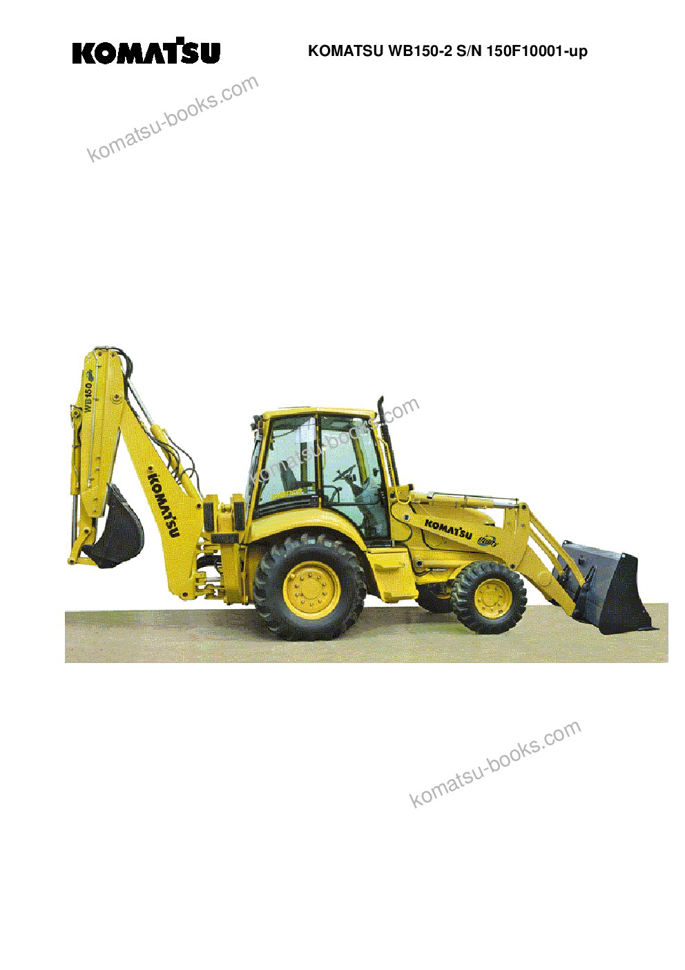 Komatsu wb150-2 s/n 150f10001-up Parts catalog cover Komatsu wb150-2 s/n 150f10001-up Parts catalog cover