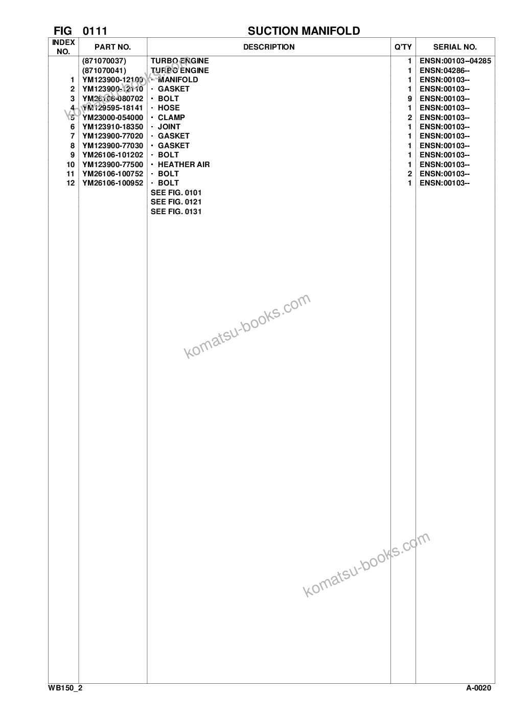 Komatsu wb150-2 s/n 150f10001-up Parts catalog cover Page 8 Komatsu wb150-2 s/n 150f10001-up Parts catalog cover Page 8