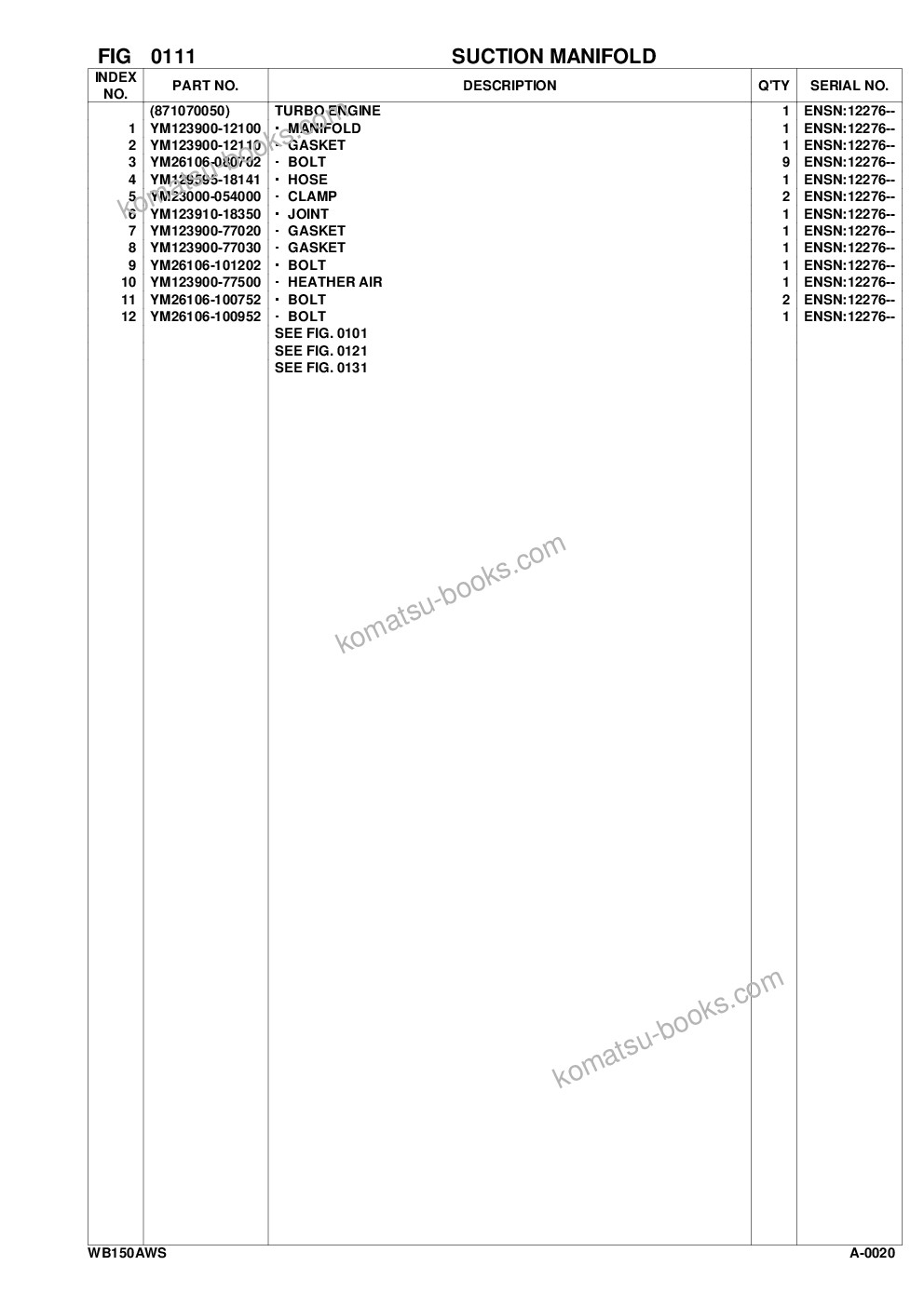 Komatsu wb150aws-2 s/n 150f80001-up Parts catalog cover Page 7