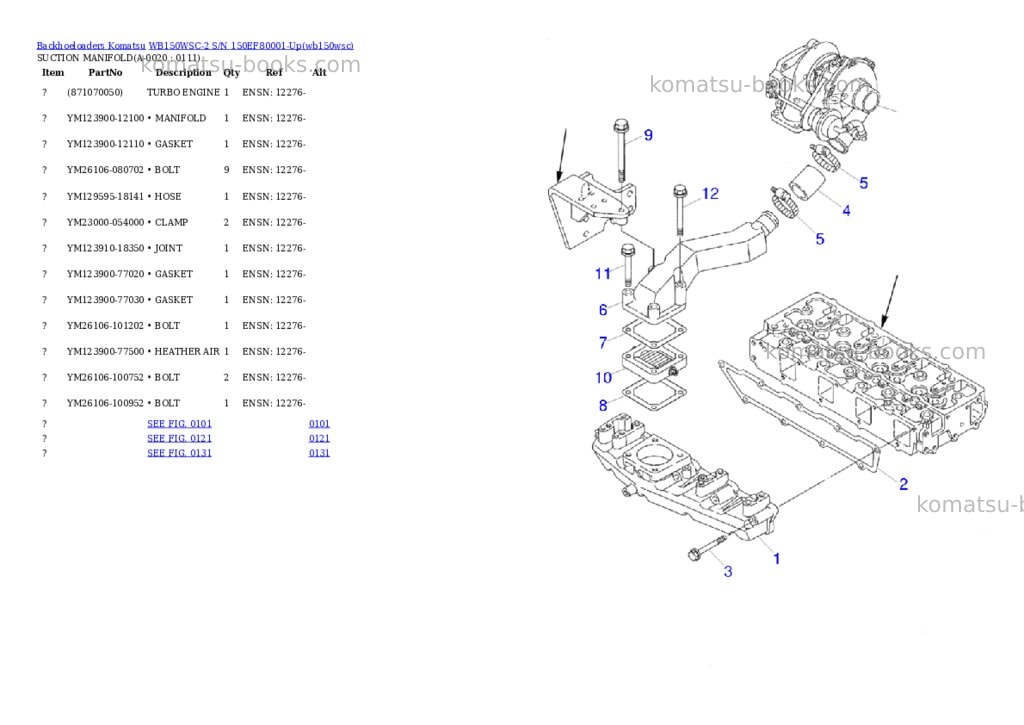 Komatsu wb150wsc-2 s/n 150ef80001-up Parts catalog cover Komatsu wb150wsc-2 s/n 150ef80001-up Parts catalog cover