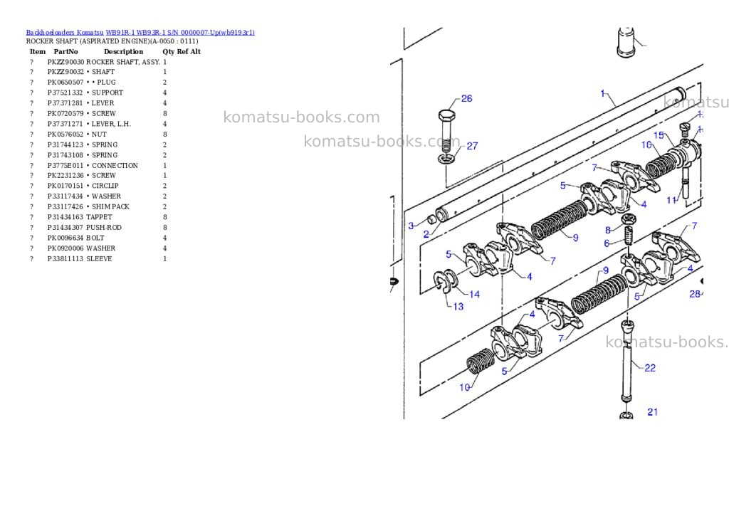 Komatsu wb91r-1 wb93r-1 s/n 0000007-up Parts catalog cover Page 5