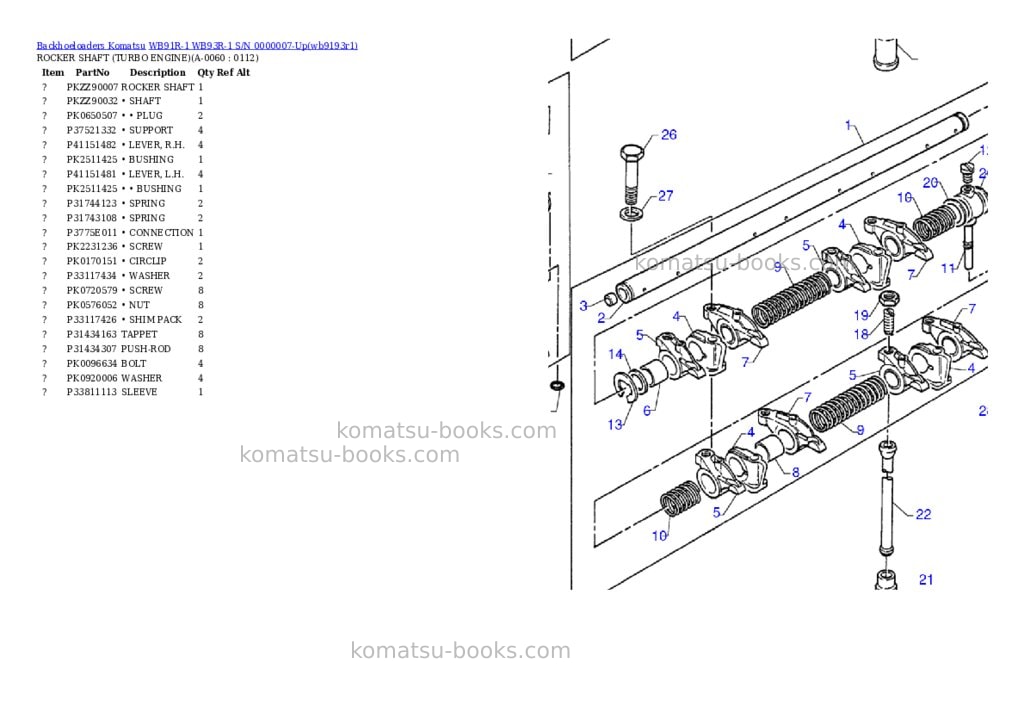 Komatsu wb91r-1 wb93r-1 s/n 0000007-up Parts catalog cover Page 6