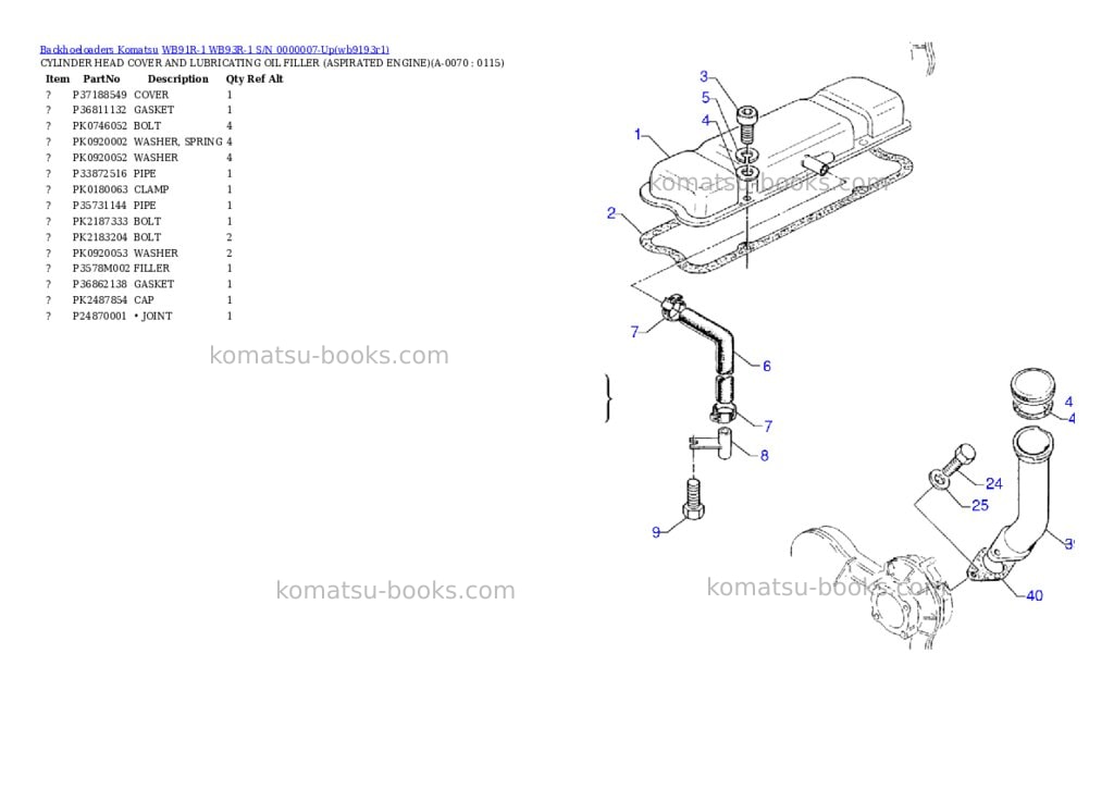 Komatsu wb91r-1 wb93r-1 s/n 0000007-up Parts catalog cover Page 7