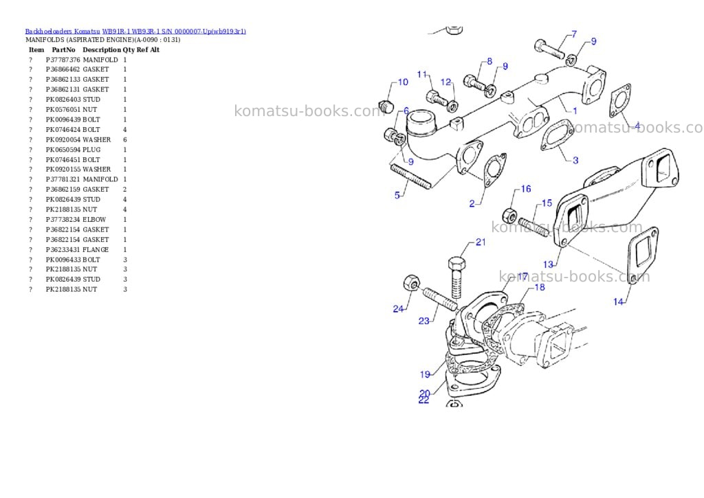Komatsu wb91r-1 wb93r-1 s/n 0000007-up Parts catalog cover Page 9