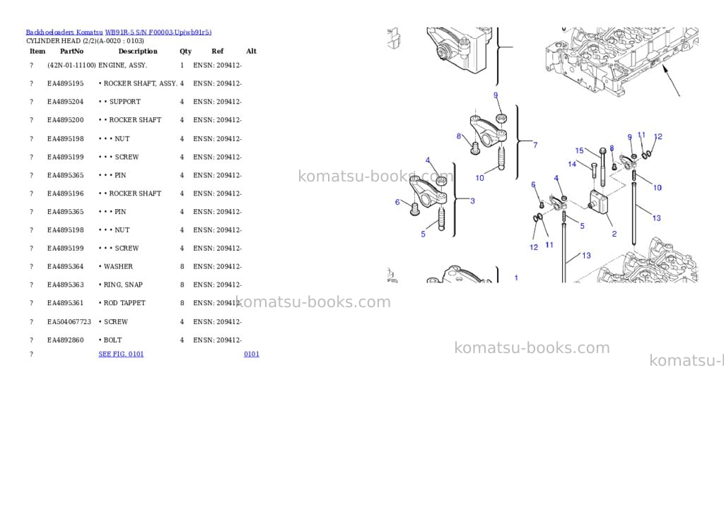 Komatsu wb91r-5 s/n f00003-up Parts catalog cover
