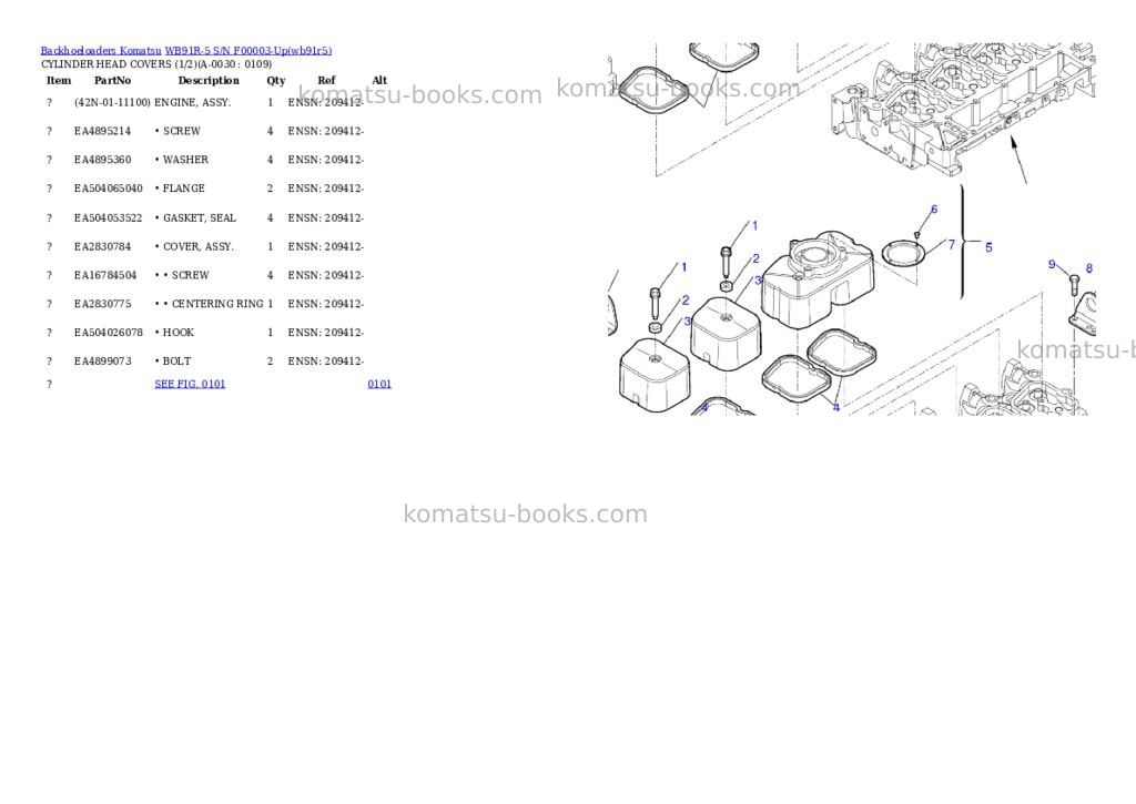Komatsu wb91r-5 s/n f00003-up Parts catalog cover Page 2