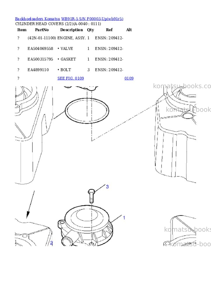 Komatsu wb91r-5 s/n f00003-up Parts catalog cover Page 3
