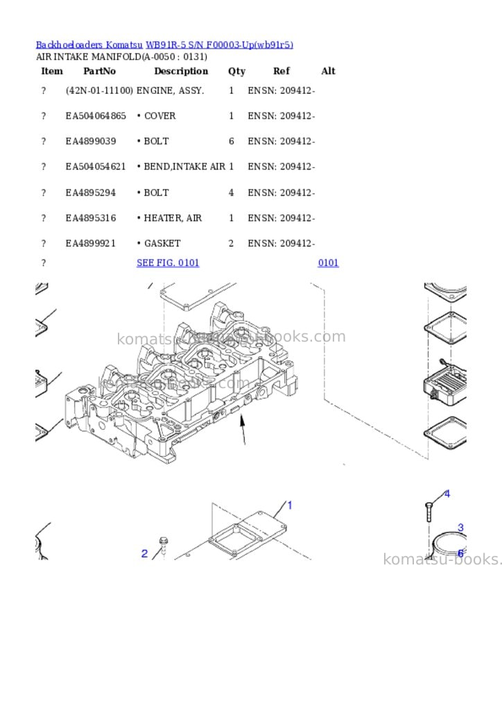 Komatsu wb91r-5 s/n f00003-up Parts catalog cover Page 4