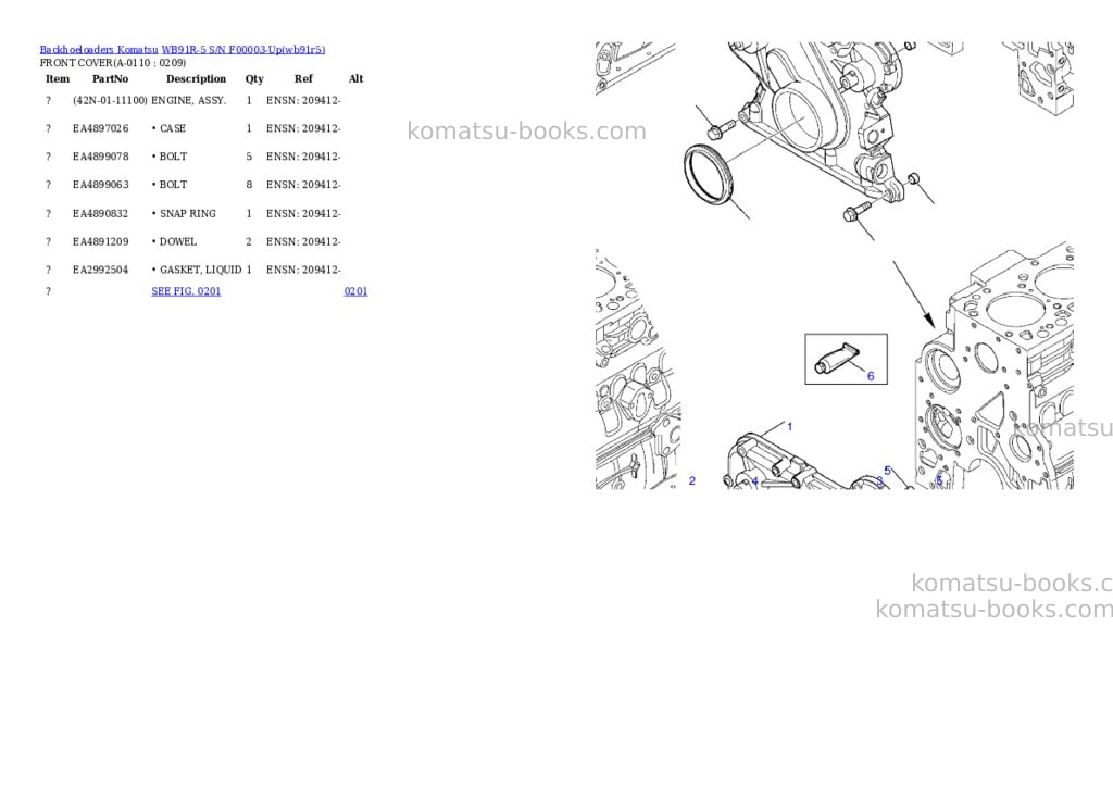 Komatsu wb91r-5 s/n f00003-up Parts catalog cover Page 8