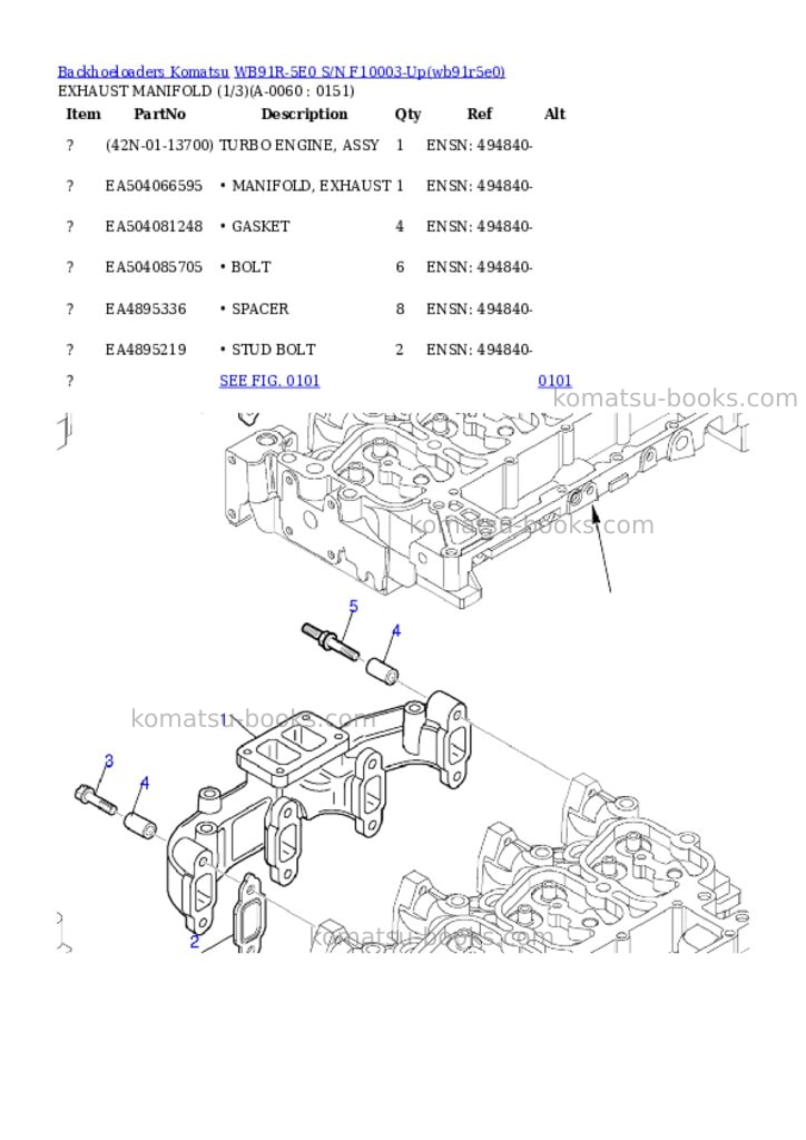 Komatsu wb91r-5e0 s/n f10003-up Parts catalog cover Page 5