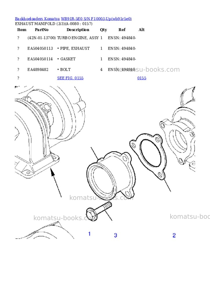 Komatsu wb91r-5e0 s/n f10003-up Parts catalog cover Page 7