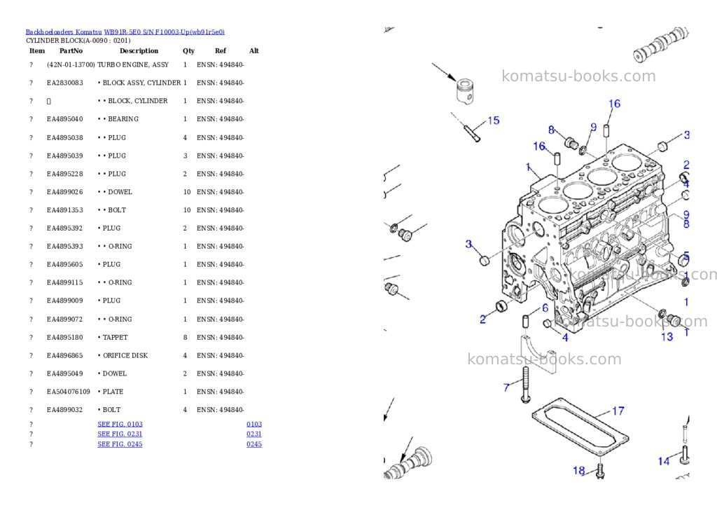 Komatsu wb91r-5e0 s/n f10003-up Parts catalog cover Page 8