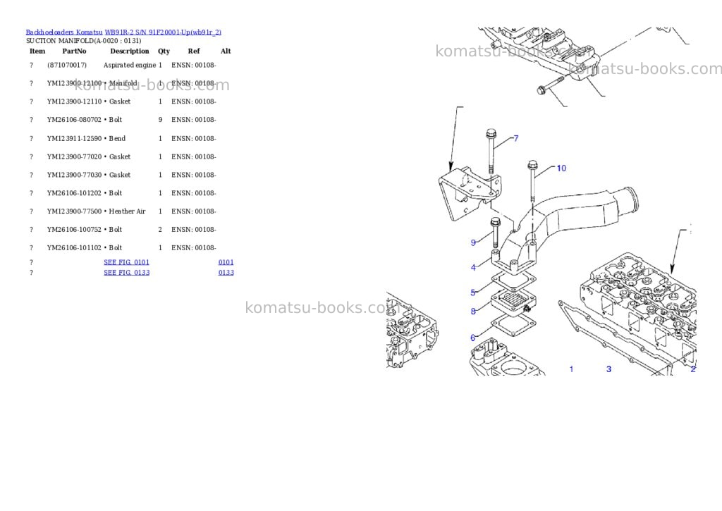 Komatsu wb91r-2 s/n 91f20001-up Parts catalog cover Page 2 Komatsu wb91r-2 s/n 91f20001-up Parts catalog cover Page 2