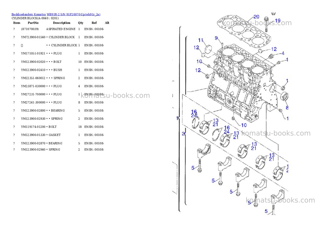Komatsu wb91r-2 s/n 91f20070-up Parts catalog cover Page 3 Komatsu wb91r-2 s/n 91f20070-up Parts catalog cover Page 3