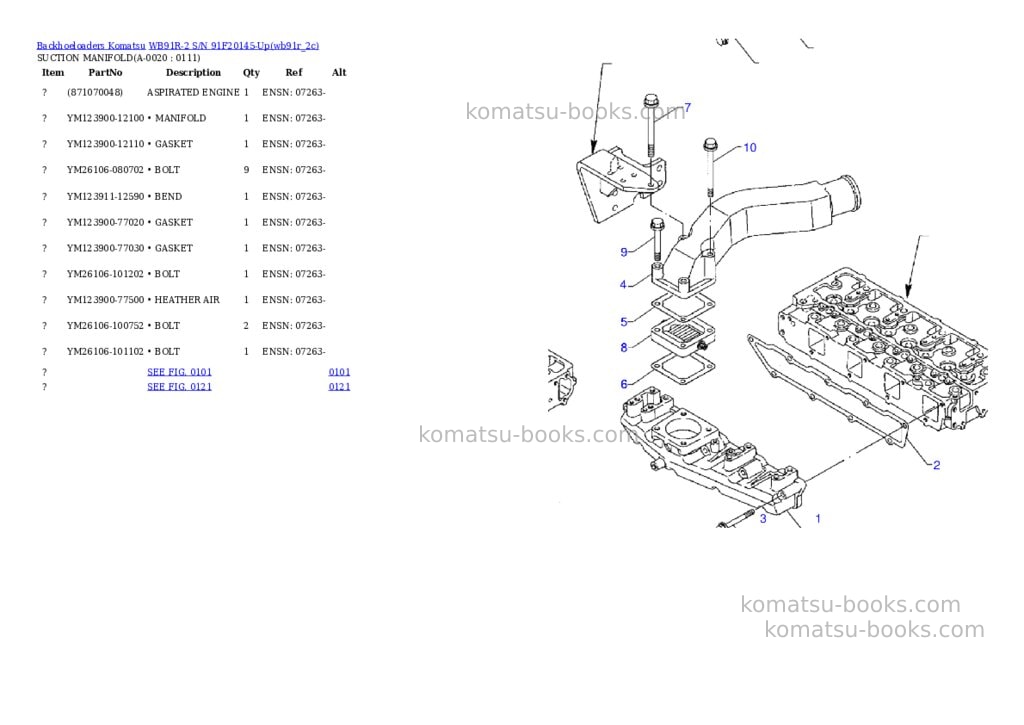 Komatsu wb91r-2 s/n 91f20145-up Parts catalog cover Komatsu wb91r-2 s/n 91f20145-up Parts catalog cover