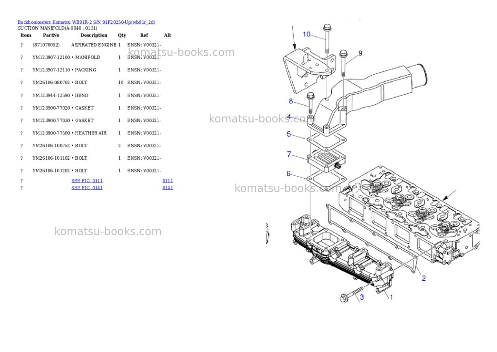 Komatsu wb91r-2 s/n 91f20250-up Parts catalog cover Page 3 Komatsu wb91r-2 s/n 91f20250-up Parts catalog cover Page 3