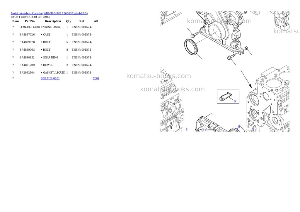 Komatsu wb93r-5 s/n f50003-up Parts catalog cover Page 10 Komatsu wb93r-5 s/n f50003-up Parts catalog cover Page 10
