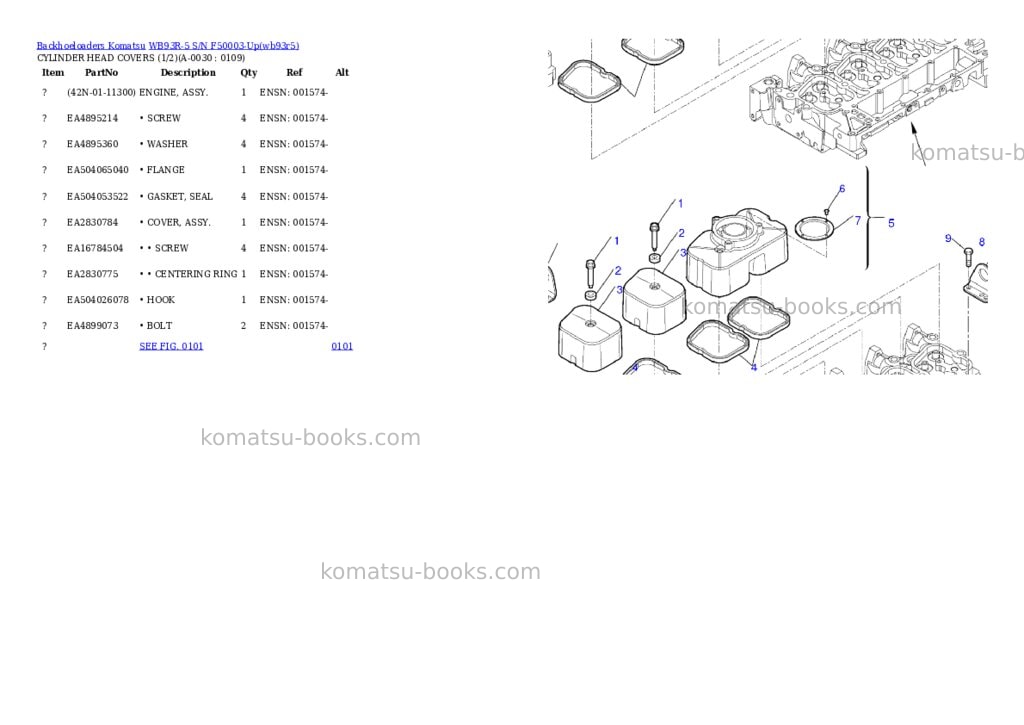 Komatsu wb93r-5 s/n f50003-up Parts catalog cover Page 2 Komatsu wb93r-5 s/n f50003-up Parts catalog cover Page 2
