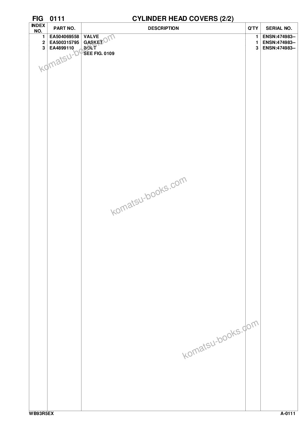 Komatsu wb93r-5e0 s/n f70001- up Parts catalog cover Page 10