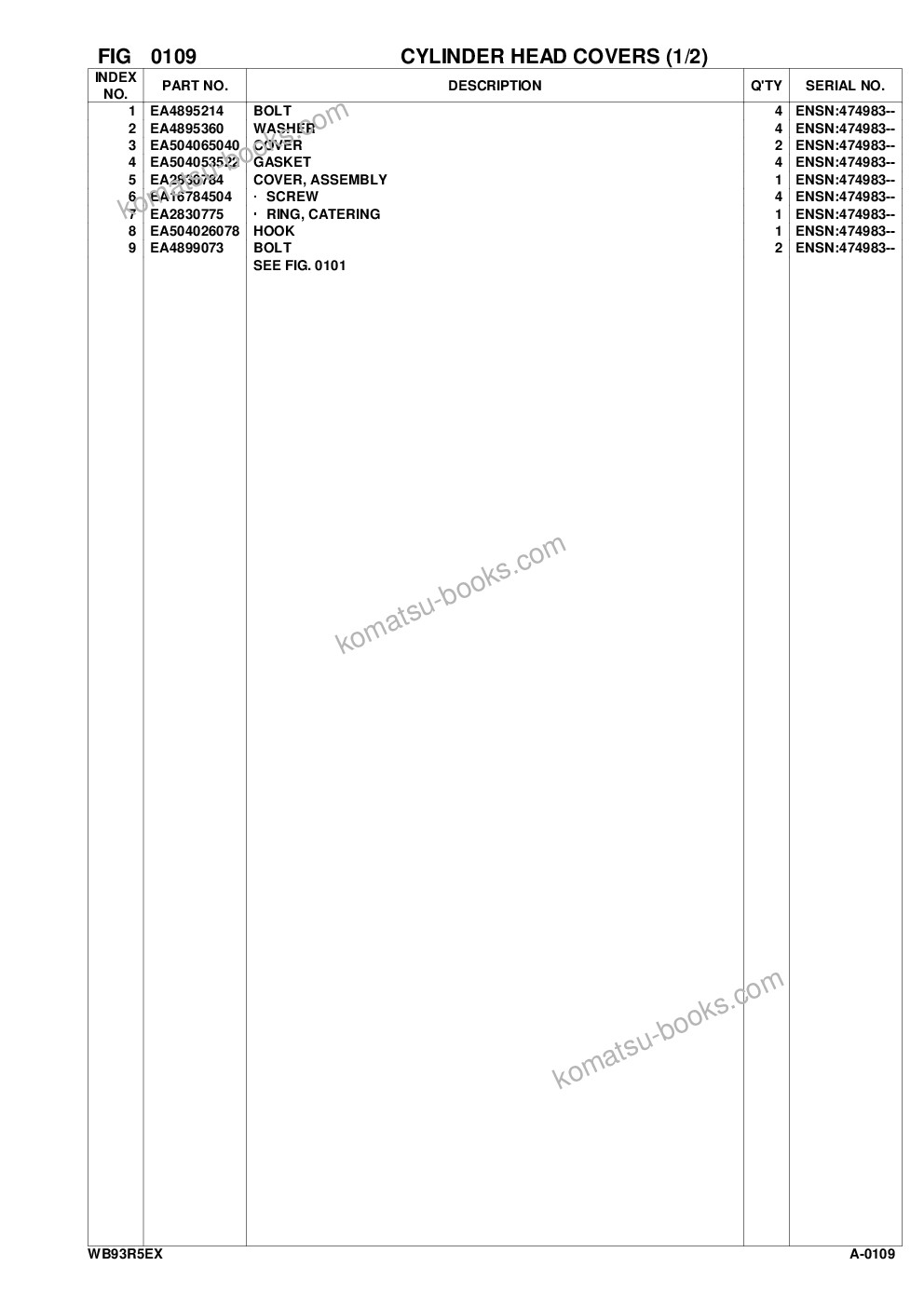 Komatsu wb93r-5e0 s/n f70001- up Parts catalog cover Page 8
