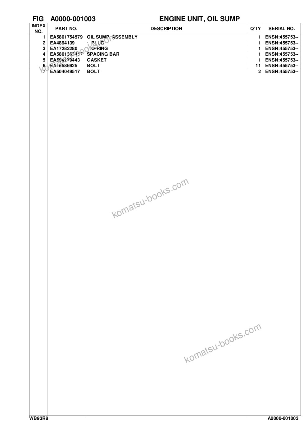 Komatsu WB93R-8 S/N F80004- UP Parts catalog cover Page 9