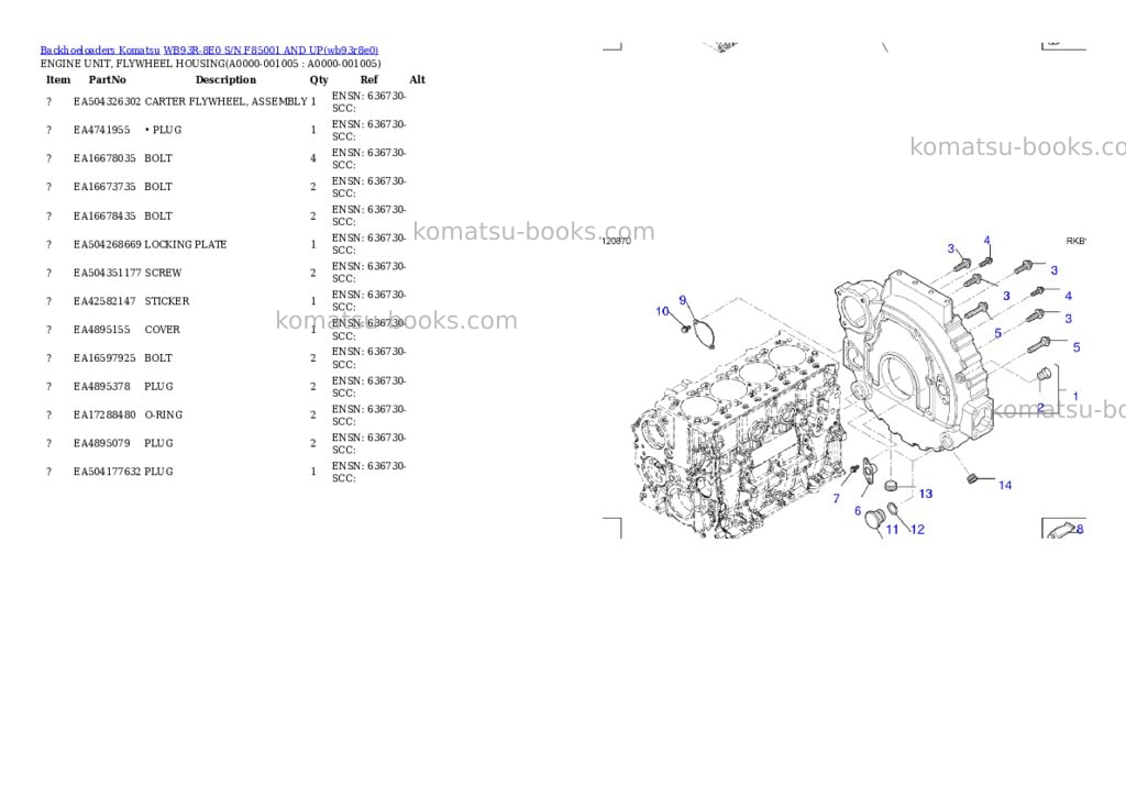 Komatsu WB93R-8E0 S/N F85001 AND UP Parts catalog cover Page 4