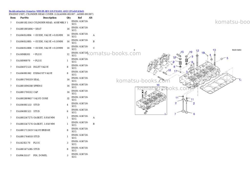 Komatsu WB93R-8E0 S/N F85001 AND UP Parts catalog cover Page 6