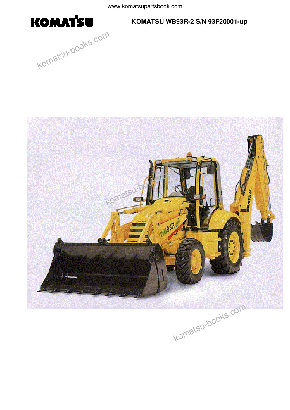 Komatsu wb93r-2 s/n 93f20001-up Parts catalog cover Komatsu wb93r-2 s/n 93f20001-up Parts catalog cover