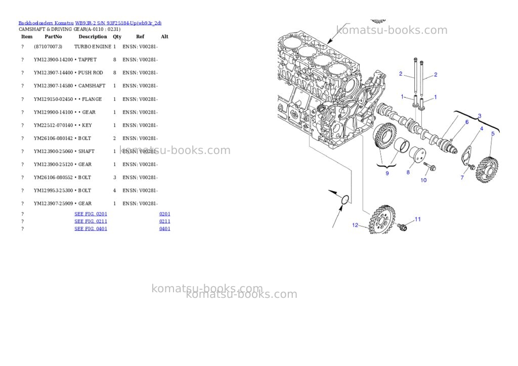 Komatsu wb93r-2 s/n 93f25184-up Parts catalog cover Page 10 Komatsu wb93r-2 s/n 93f25184-up Parts catalog cover Page 10
