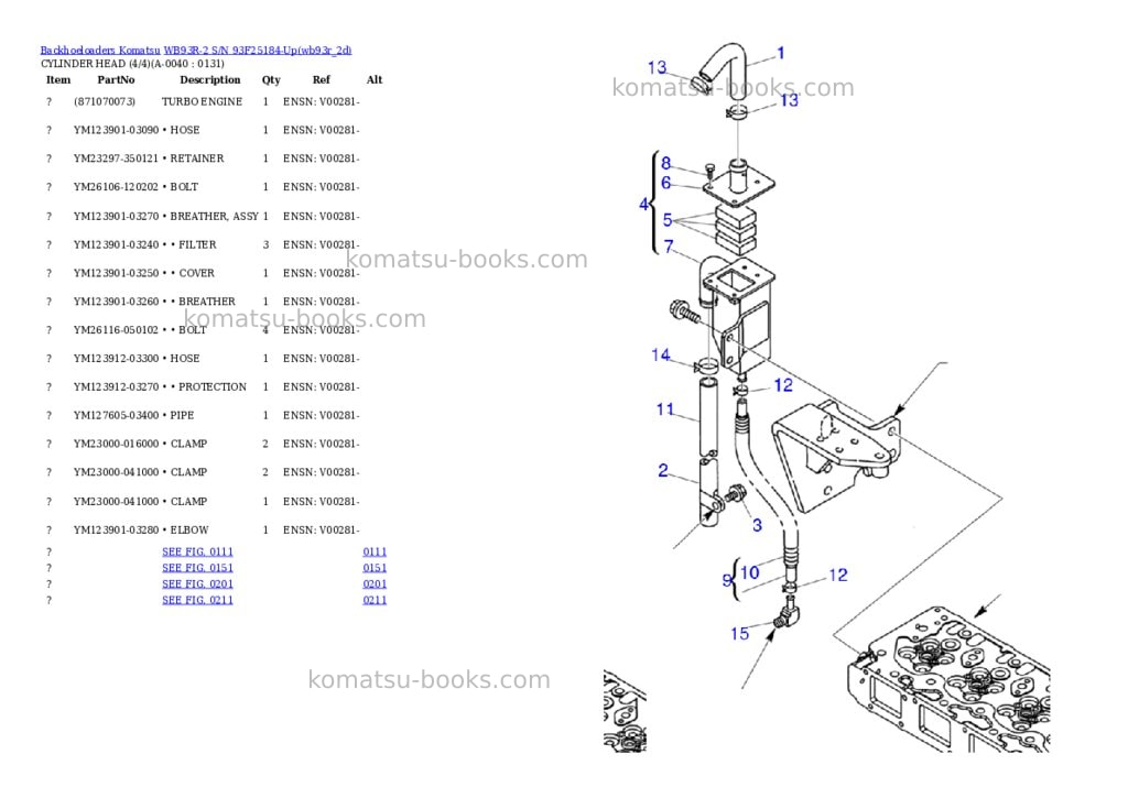 Komatsu wb93r-2 s/n 93f25184-up Parts catalog cover Page 3 Komatsu wb93r-2 s/n 93f25184-up Parts catalog cover Page 3