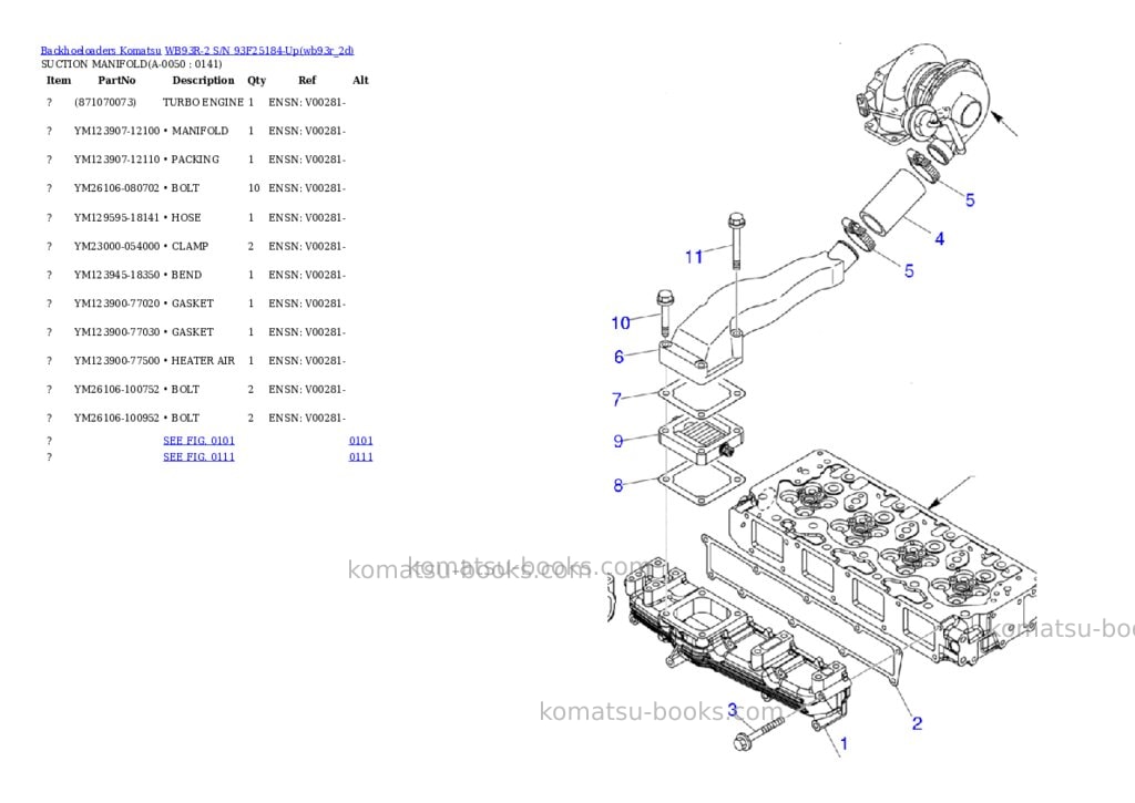 Komatsu wb93r-2 s/n 93f25184-up Parts catalog cover Page 4 Komatsu wb93r-2 s/n 93f25184-up Parts catalog cover Page 4