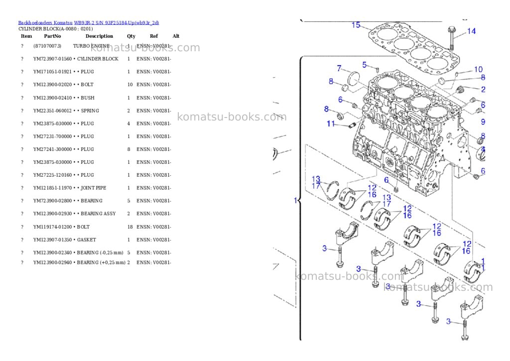 Komatsu wb93r-2 s/n 93f25184-up Parts catalog cover Page 7 Komatsu wb93r-2 s/n 93f25184-up Parts catalog cover Page 7