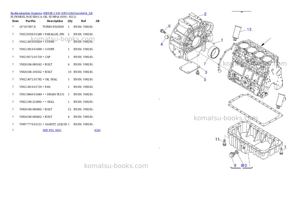 Komatsu wb93r-2 s/n 93f25184-up Parts catalog cover Page 9 Komatsu wb93r-2 s/n 93f25184-up Parts catalog cover Page 9