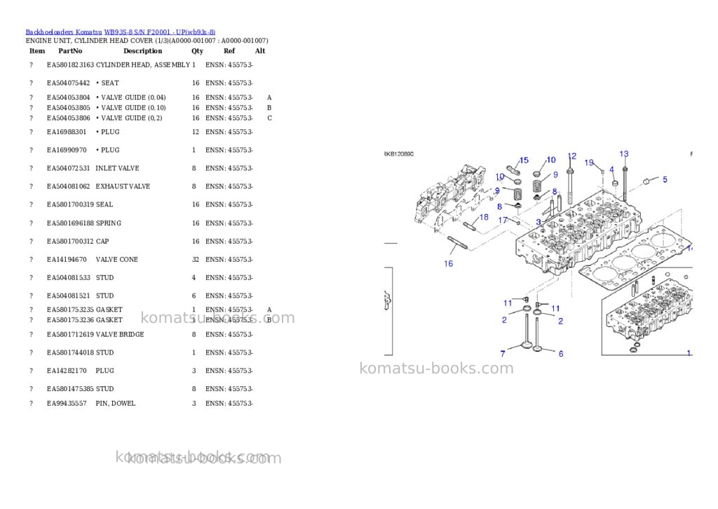 Komatsu WB93S-8 S/N F20001 - UP Parts catalog cover Page 6 Komatsu WB93S-8 S/N F20001 - UP Parts catalog cover Page 6
