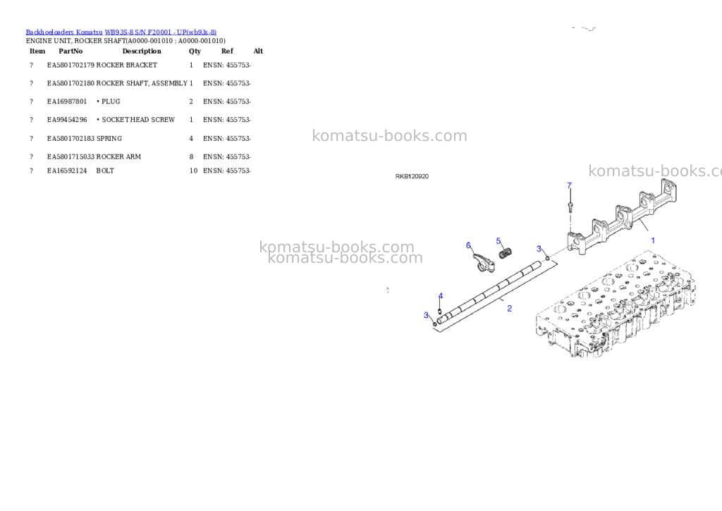 Komatsu WB93S-8 S/N F20001 - UP Parts catalog cover Page 9 Komatsu WB93S-8 S/N F20001 - UP Parts catalog cover Page 9