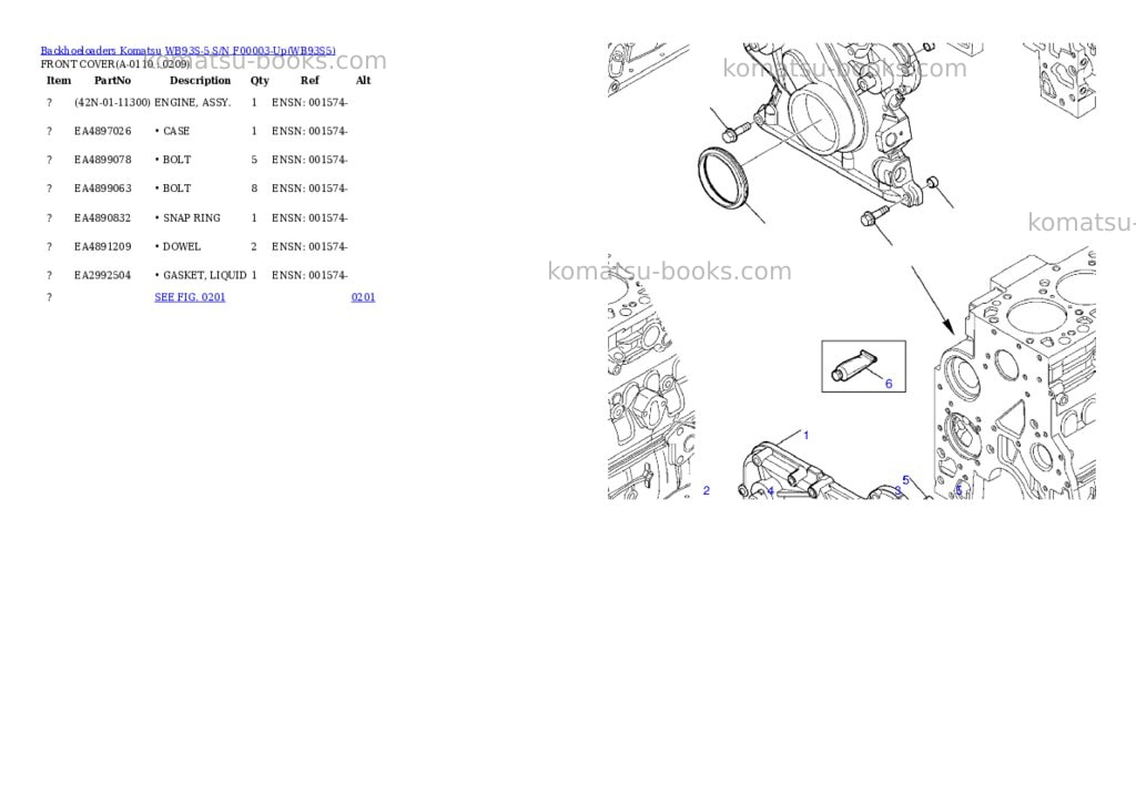 Komatsu wb93s-5 s/n f50003-up Parts catalog cover Page 10 Komatsu wb93s-5 s/n f50003-up Parts catalog cover Page 10