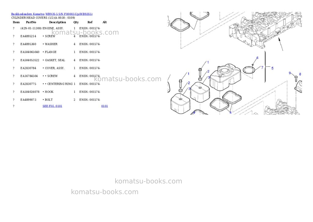Komatsu wb93s-5 s/n f50003-up Parts catalog cover Page 2 Komatsu wb93s-5 s/n f50003-up Parts catalog cover Page 2