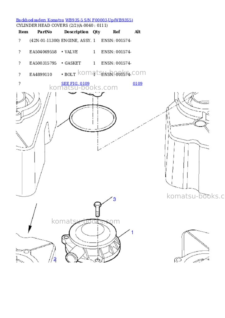 Komatsu wb93s-5 s/n f50003-up Parts catalog cover Page 3 Komatsu wb93s-5 s/n f50003-up Parts catalog cover Page 3