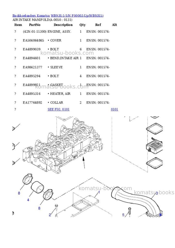 Komatsu wb93s-5 s/n f50003-up Parts catalog cover Page 4 Komatsu wb93s-5 s/n f50003-up Parts catalog cover Page 4