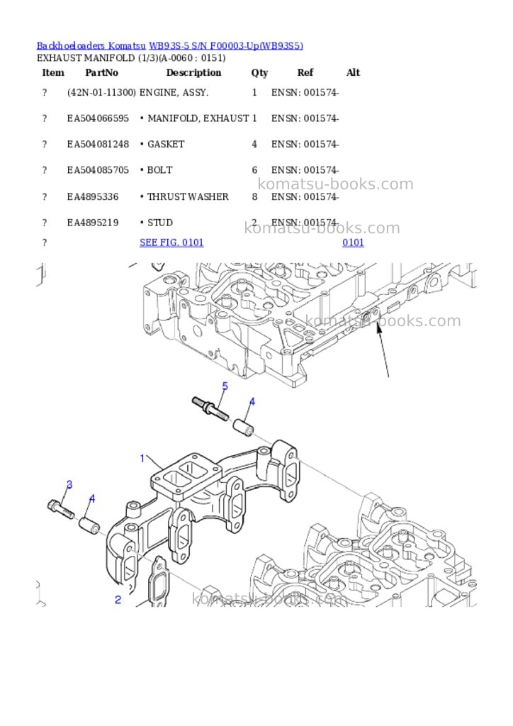 Komatsu wb93s-5 s/n f50003-up Parts catalog cover Page 5 Komatsu wb93s-5 s/n f50003-up Parts catalog cover Page 5