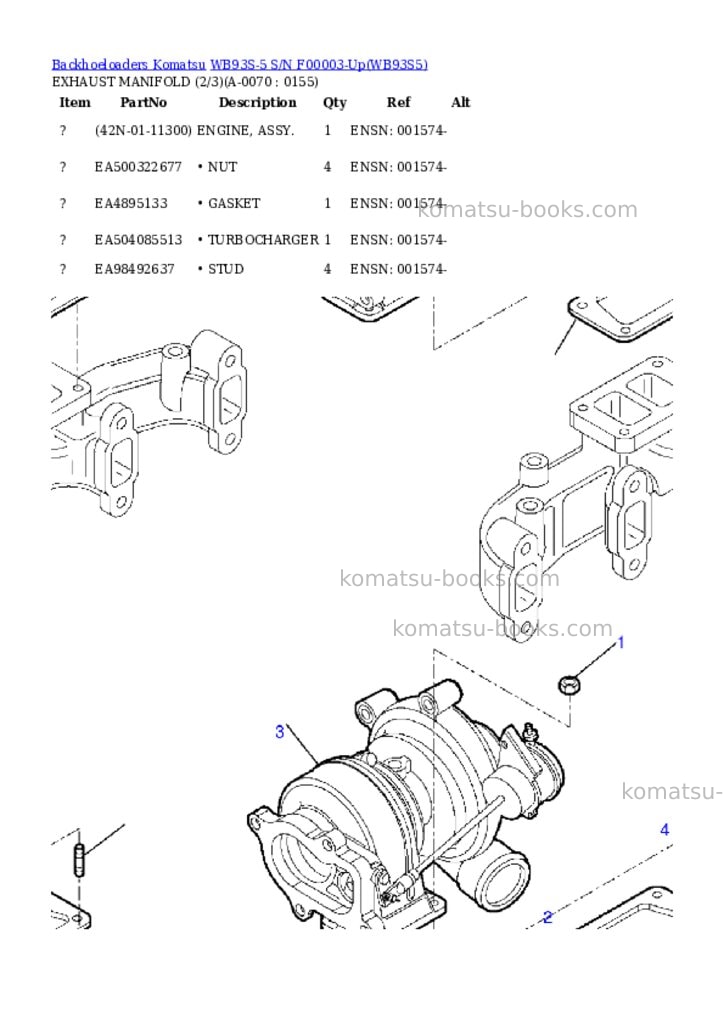 Komatsu wb93s-5 s/n f50003-up Parts catalog cover Page 6 Komatsu wb93s-5 s/n f50003-up Parts catalog cover Page 6