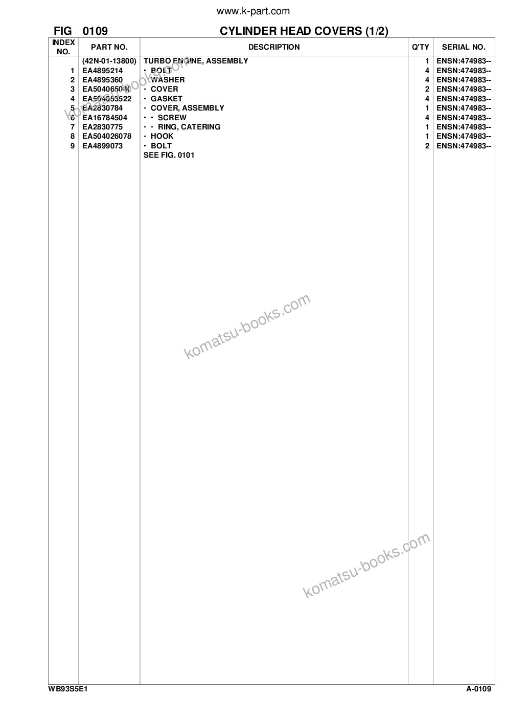 Komatsu wb93s-5e0 s/n f20466- up Каталог запчастей обложка Страница 8