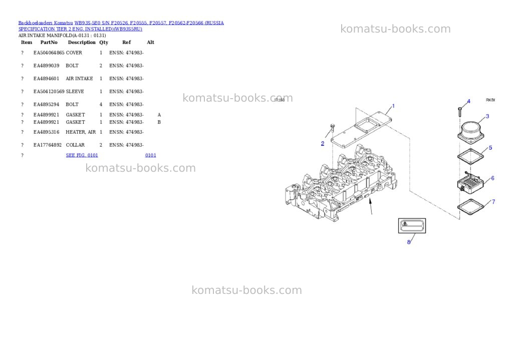 Komatsu wb93s-5e0 s/n f20526- up russia tier 2 eng. installed Parts catalog cover Page 4 Komatsu wb93s-5e0 s/n f20526- up russia tier 2 eng. installed Parts catalog cover Page 4