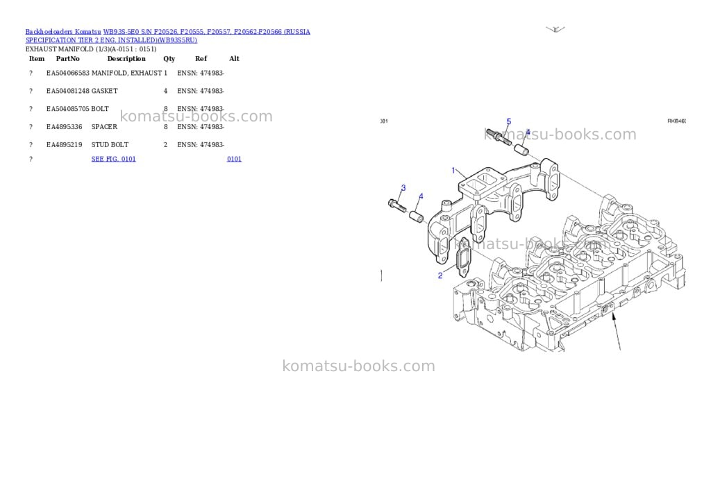 Komatsu wb93s-5e0 s/n f20526- up russia tier 2 eng. installed Parts catalog cover Page 5 Komatsu wb93s-5e0 s/n f20526- up russia tier 2 eng. installed Parts catalog cover Page 5
