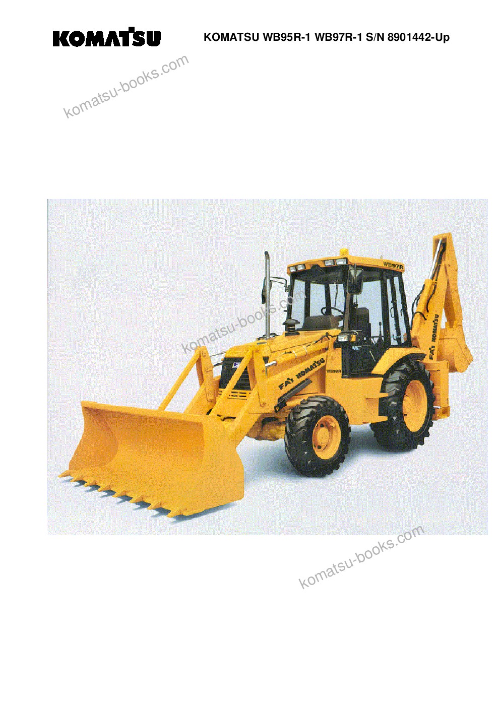 Komatsu wb95r-1 wb97r-1 s/n 8901442-up Parts catalog cover Komatsu wb95r-1 wb97r-1 s/n 8901442-up Parts catalog cover