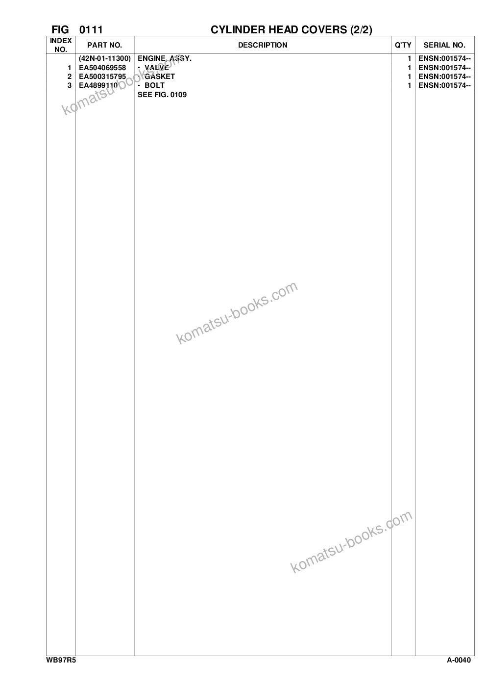 Komatsu WB97R-5 S/N F50003-Up Parts catalog cover Page 10 Komatsu WB97R-5 S/N F50003-Up Parts catalog cover Page 10