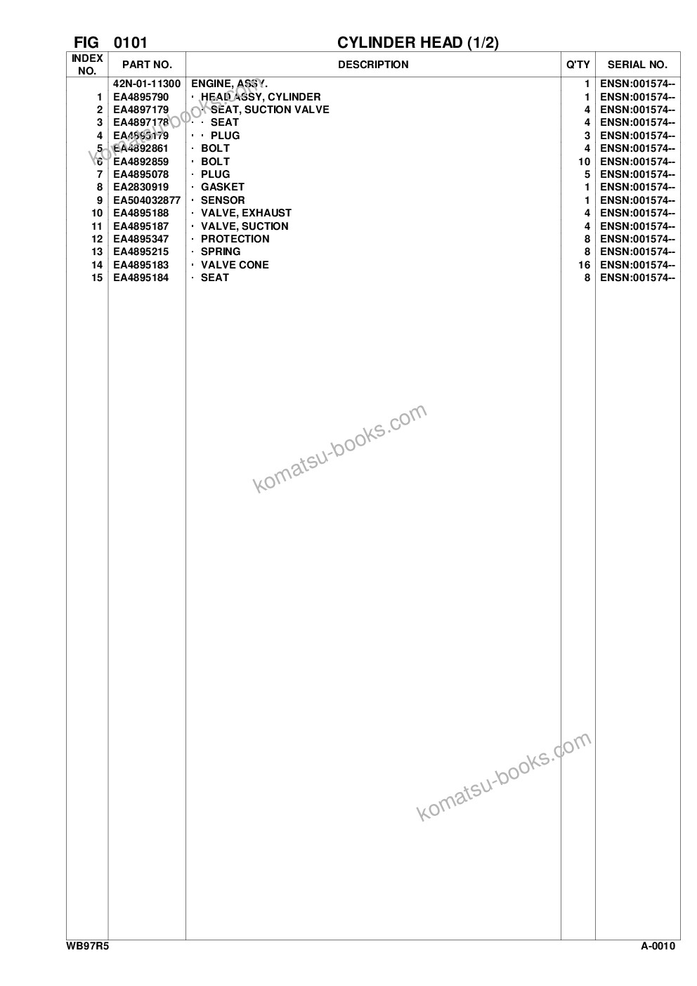 Komatsu WB97R-5 S/N F50003-Up Parts catalog cover Page 4 Komatsu WB97R-5 S/N F50003-Up Parts catalog cover Page 4