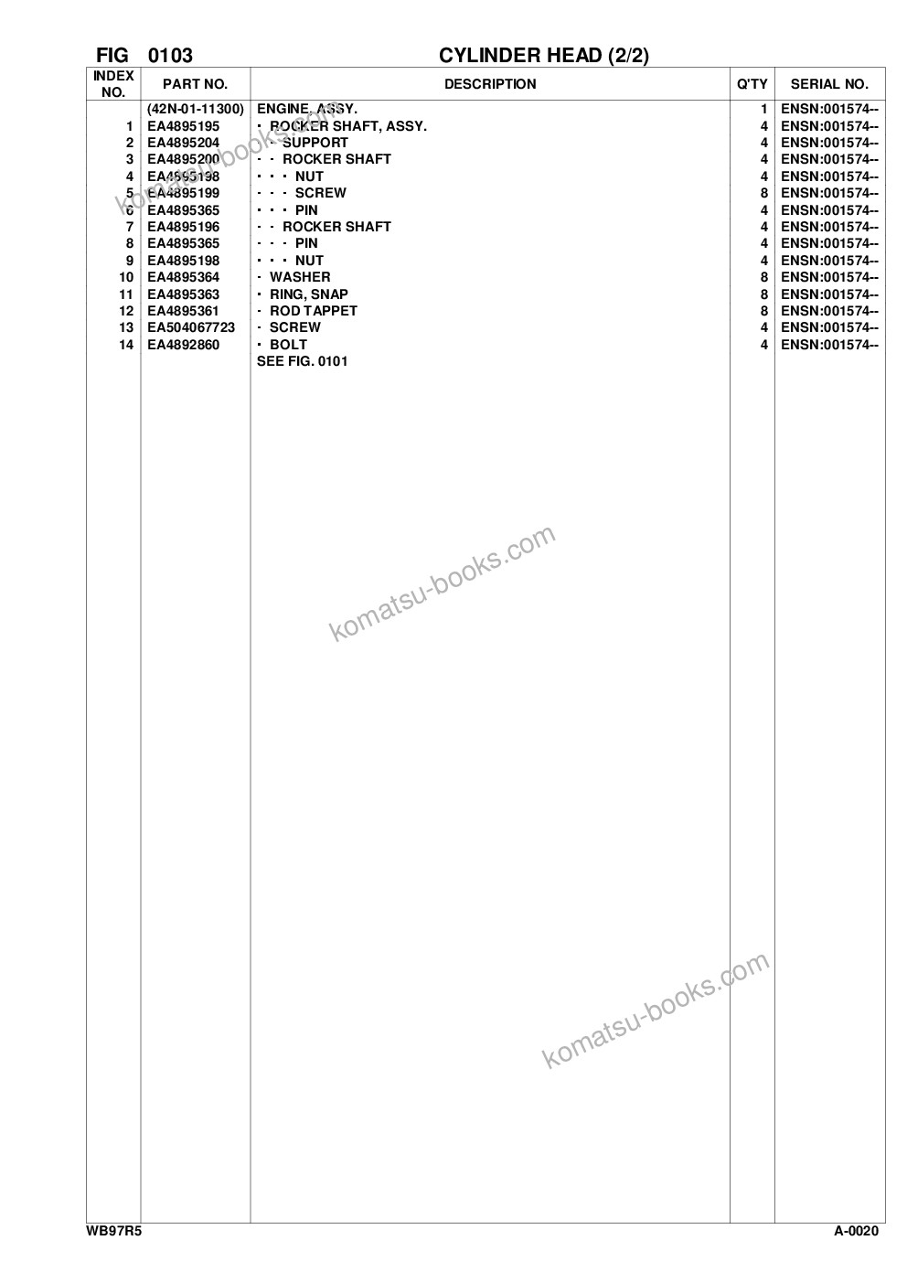 Komatsu WB97R-5 S/N F50003-Up Parts catalog cover Page 6 Komatsu WB97R-5 S/N F50003-Up Parts catalog cover Page 6