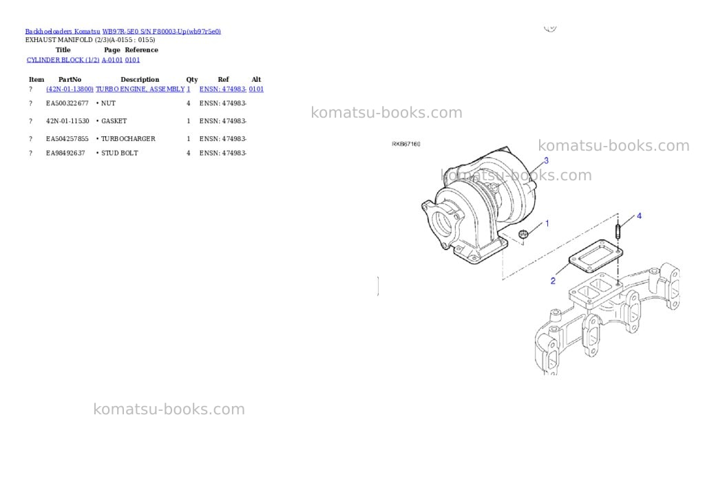 Komatsu WB97R-5E0 S/N F80003-Up Parts catalog cover Page 6